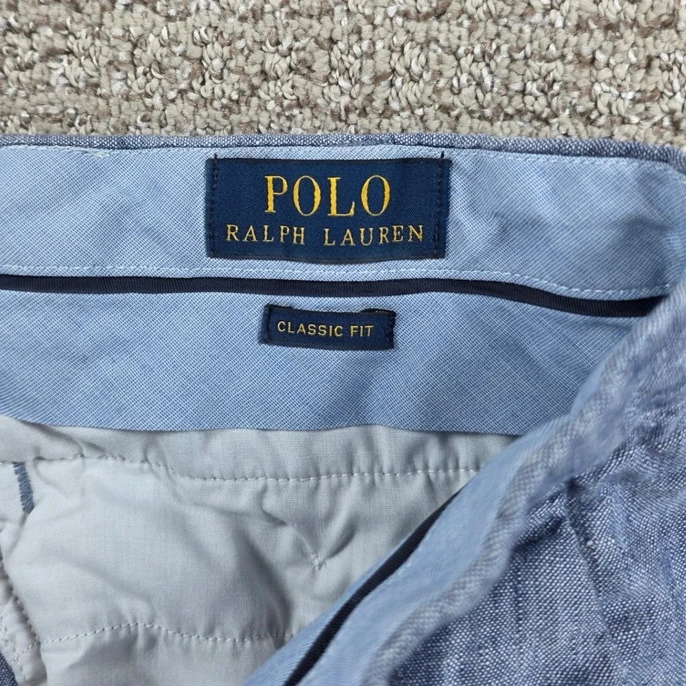 Polo Ralph Lauren Mens‎ 32 Blue 100% Linen Classic Fit Shorts 9